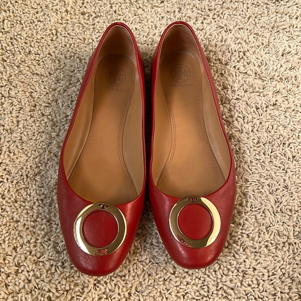 Tory Burch red leather shoes Size 8